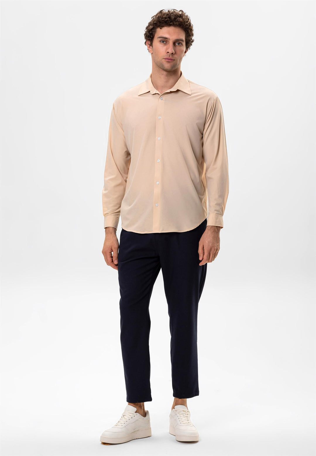 Camisa Hombre Beige Ajuste Cómodo - Wessi