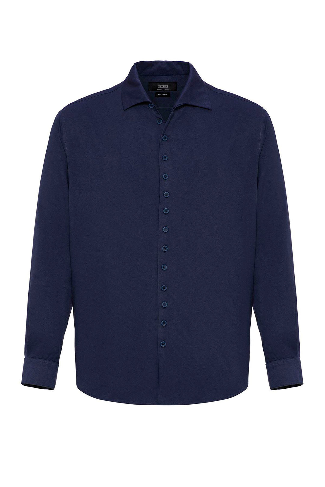 Camisa de hombre azul marino regular fit con cuello camp - Wessi