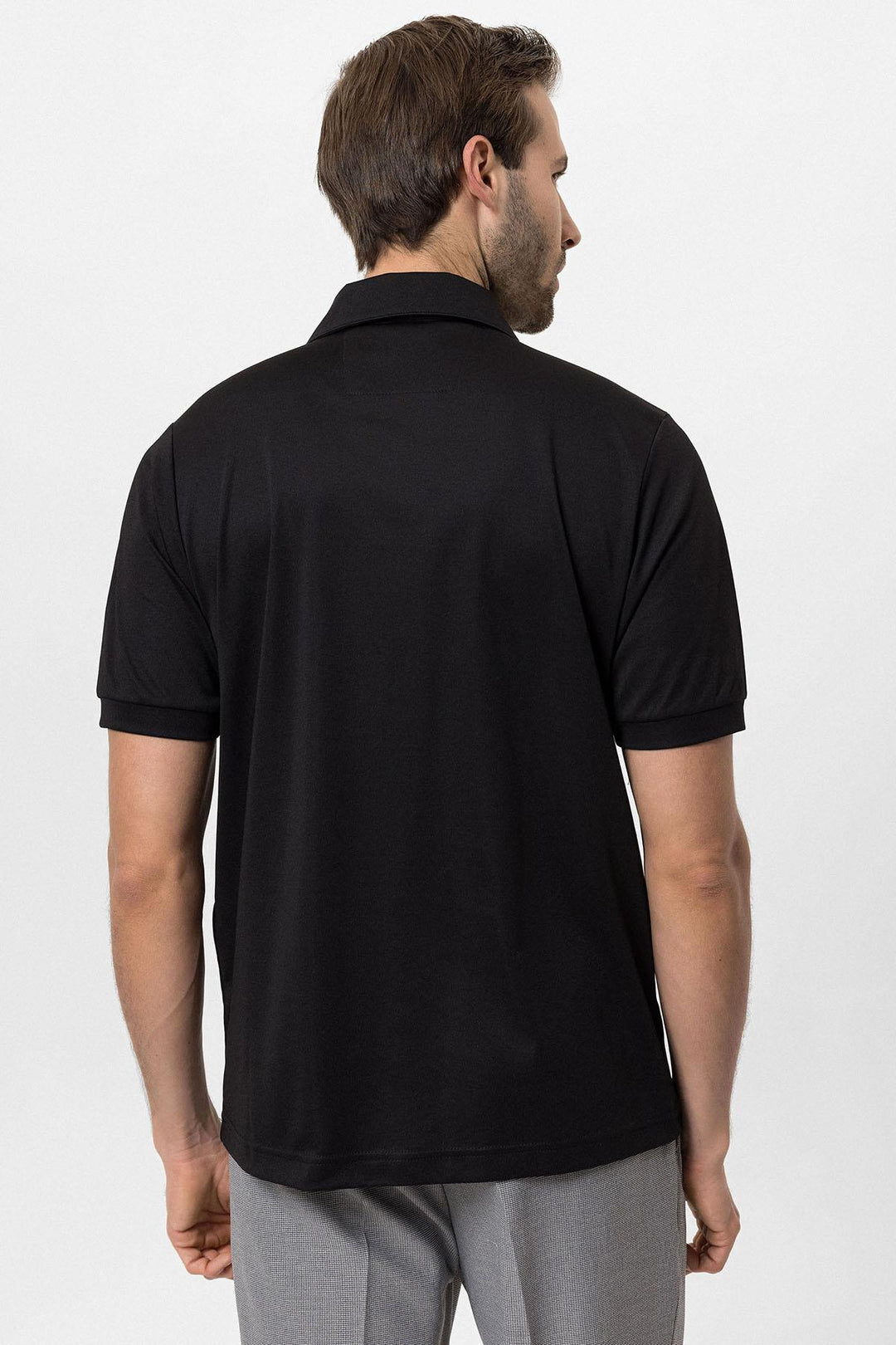 Men's Black Regular Fit Camp Collar  T-Shirt - Wessi