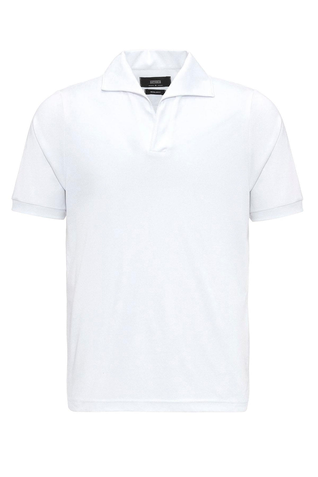 Camiseta de hombre blanca con cuello camp de corte regular - Wessi