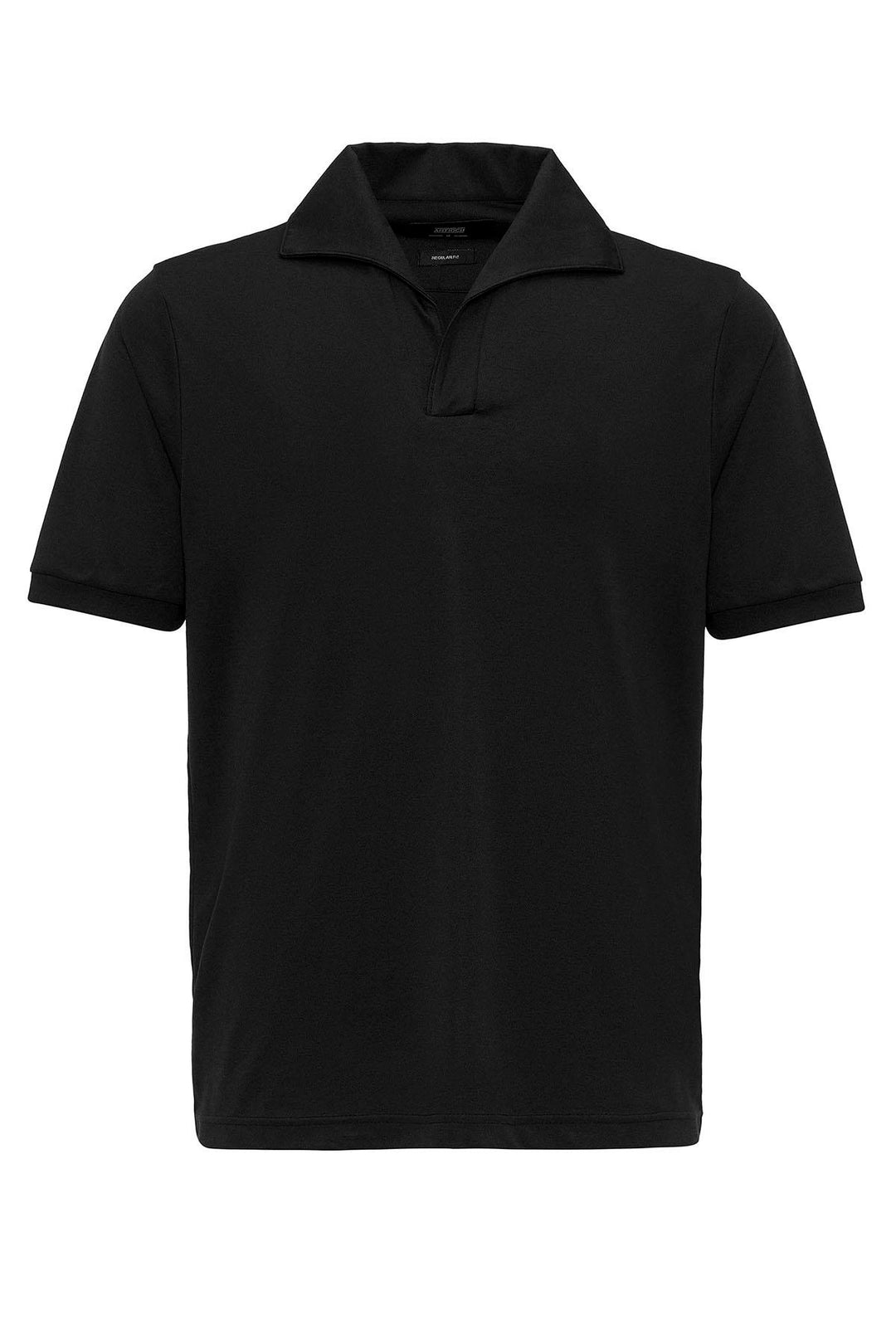 Camiseta de hombre negra de corte regular con cuello Camp - Wessi