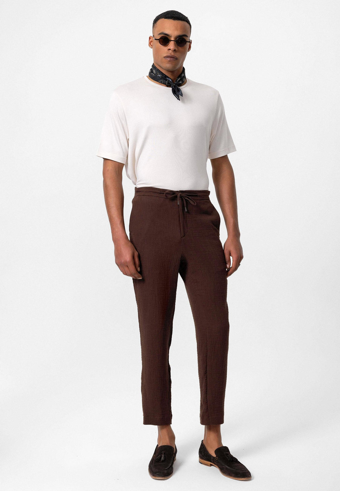 Pantalón de hombre con cordón regular fit marrón - Wessi