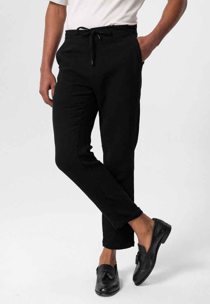 Pantalón de hombre con cordón regular negro - Wessi