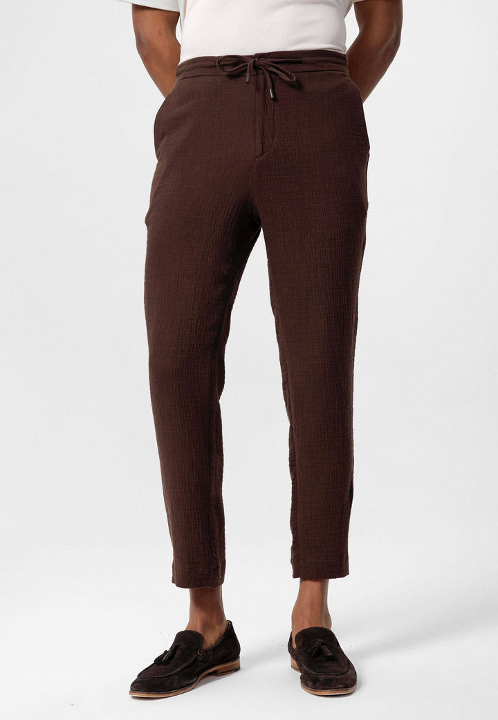 Pantalón de hombre con cordón regular fit marrón - Wessi