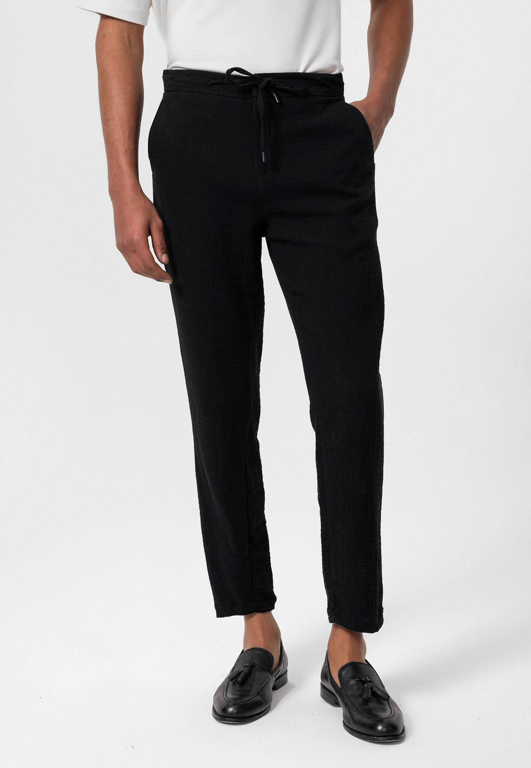 Pantalón de hombre con cordón regular negro - Wessi