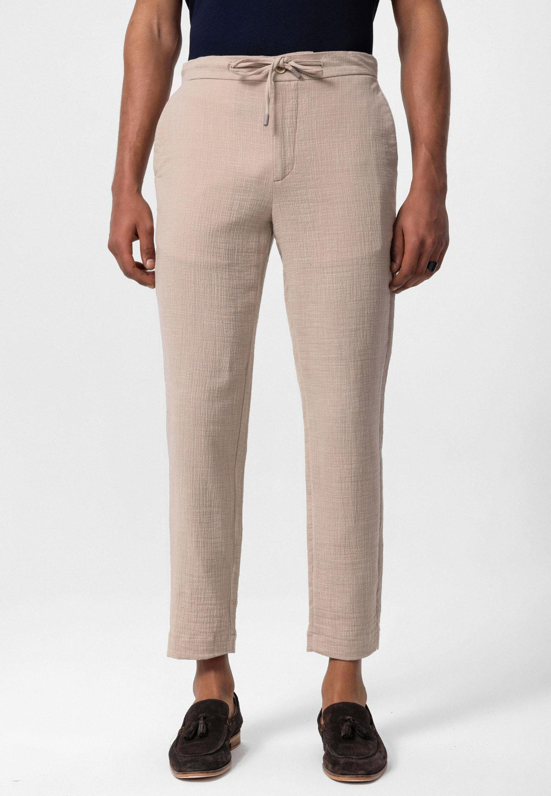 Pantalón de hombre beige con cordón regular fit - Wessi