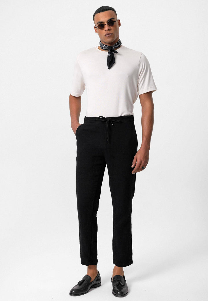 Pantalón de hombre con cordón regular negro - Wessi