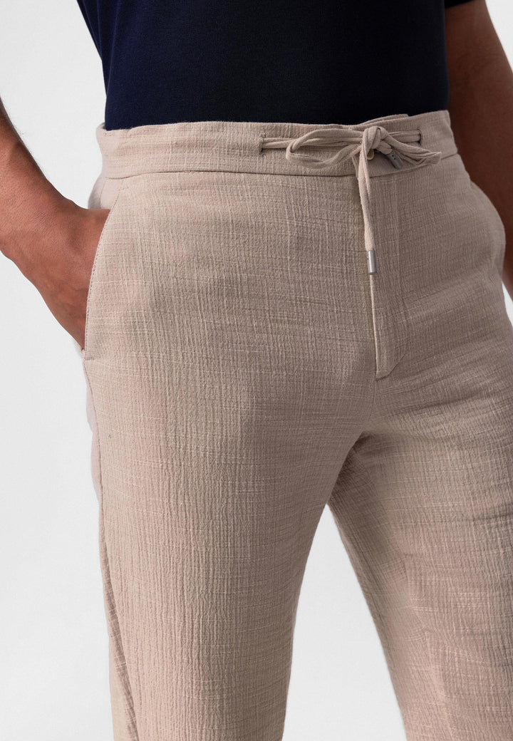 Pantalón de hombre beige con cordón regular fit - Wessi