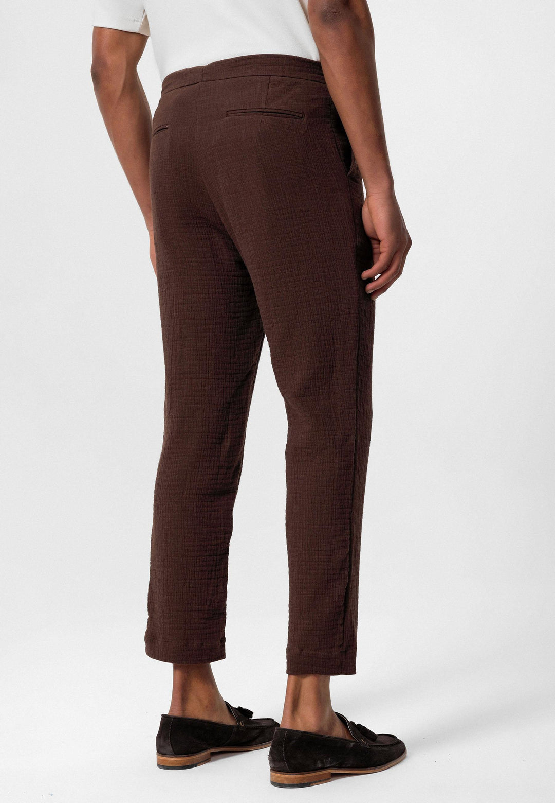 Pantalón de hombre con cordón regular fit marrón - Wessi