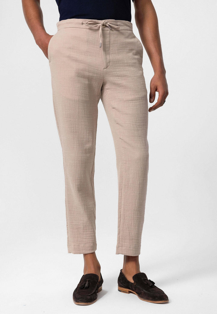 Pantalón de hombre beige con cordón regular fit - Wessi