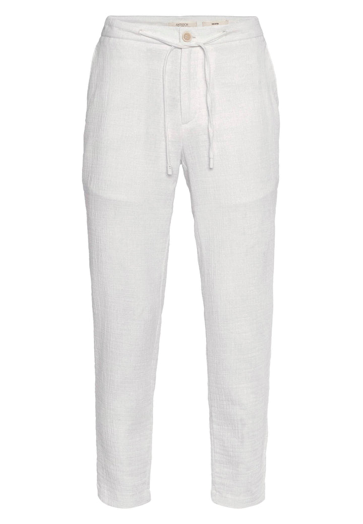 Pantalon Homme Blanc Regular Fit Avec Cordon De Serrage - Wessi