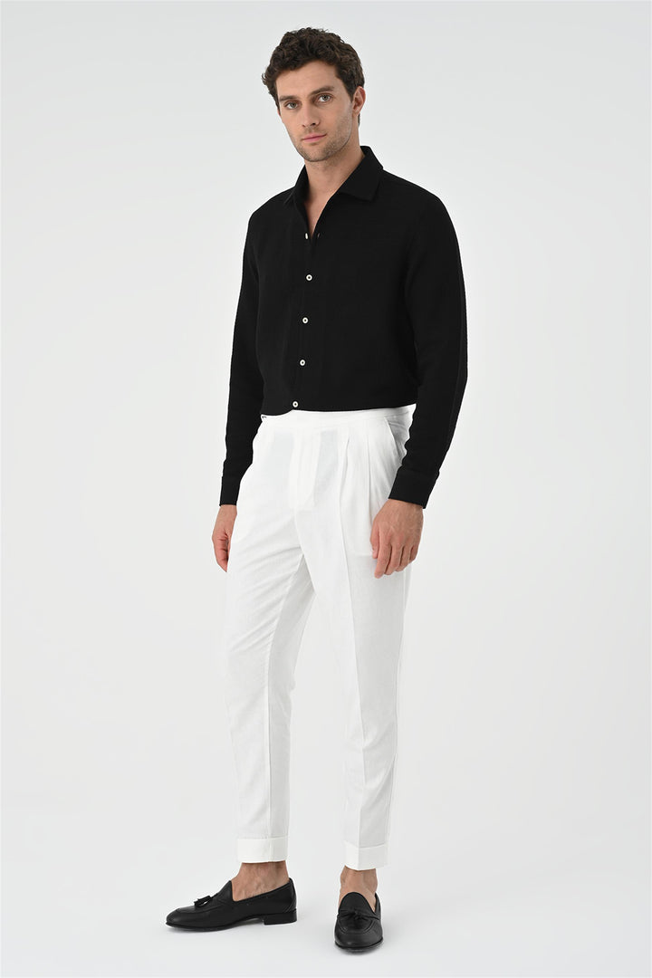 Men's Black Regular Fit Woven  Shirt - Wessi