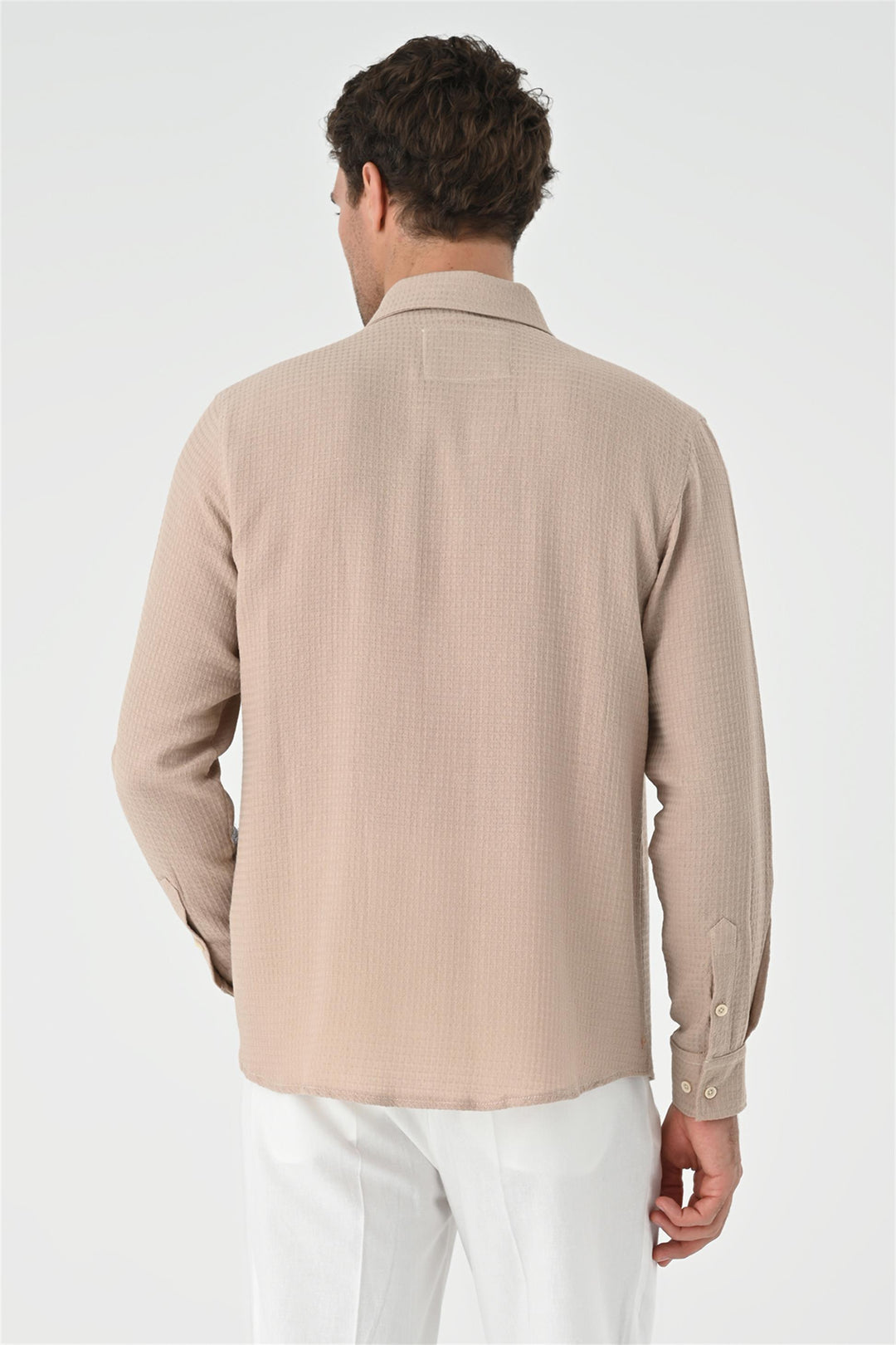 Camisa tejida de hombre beige regular fit - Wessi