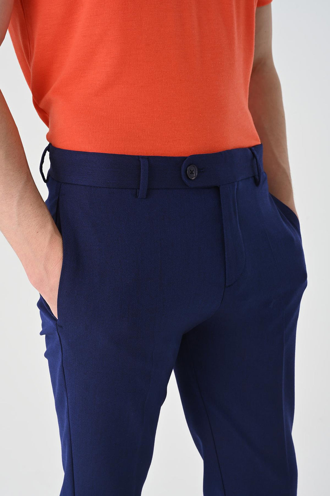 Pantalon Homme Bleu Marine Clair Coupe Regular Double Jambe - Wessi