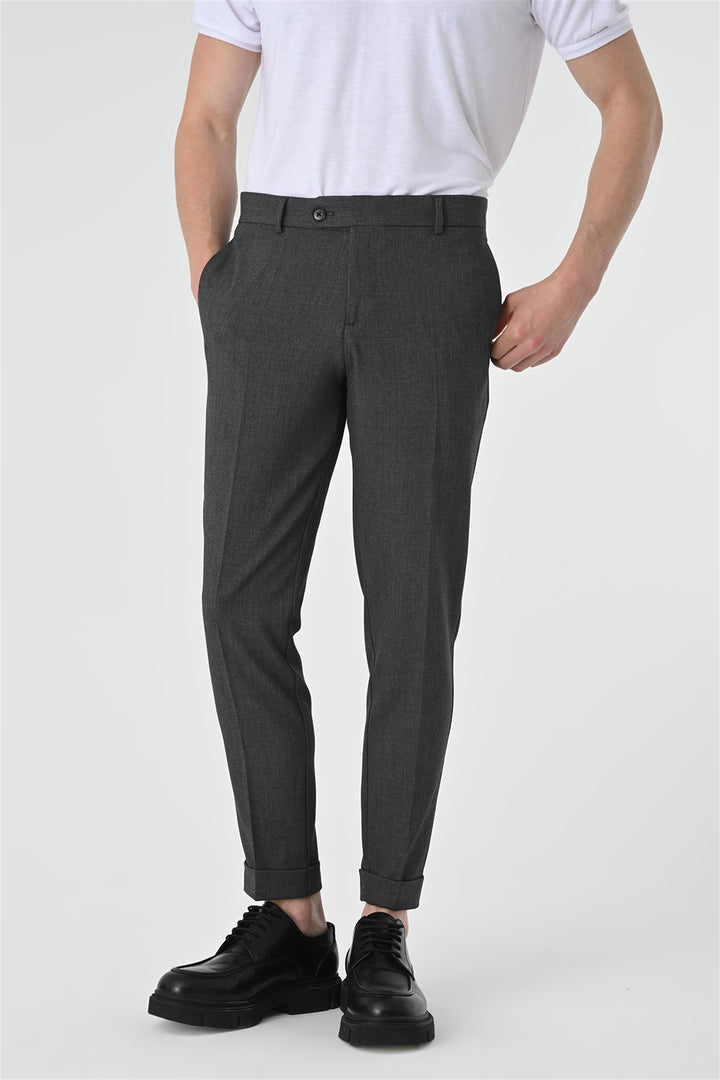 Pantalón de hombre gris regular fit de doble pernera - Wessi