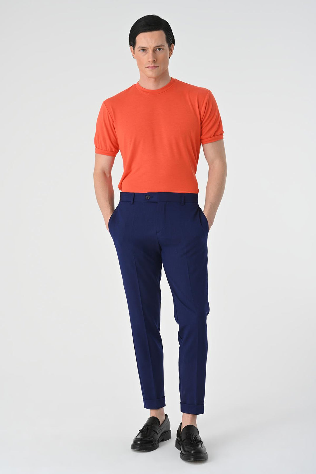 Pantalon Homme Bleu Marine Clair Coupe Regular Double Jambe - Wessi