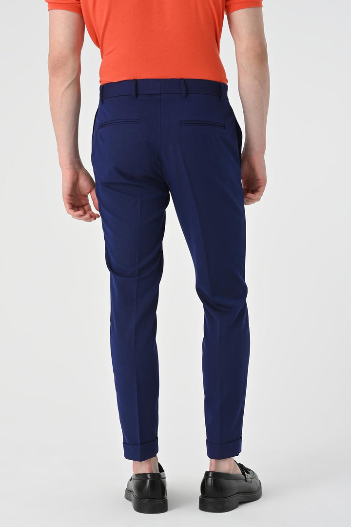 Pantalon Homme Bleu Marine Clair Coupe Regular Double Jambe - Wessi