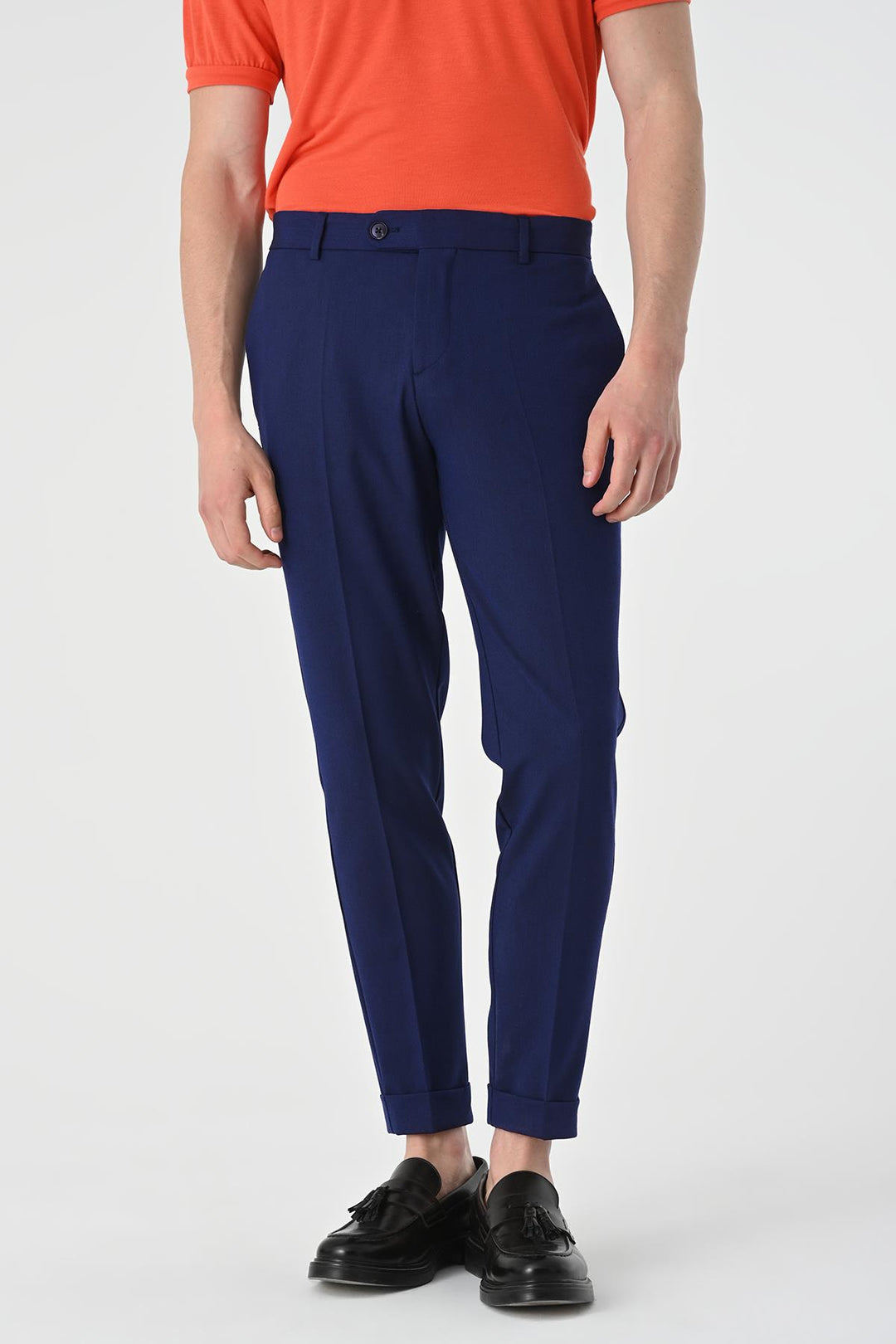 Pantalon Homme Bleu Marine Clair Coupe Regular Double Jambe - Wessi