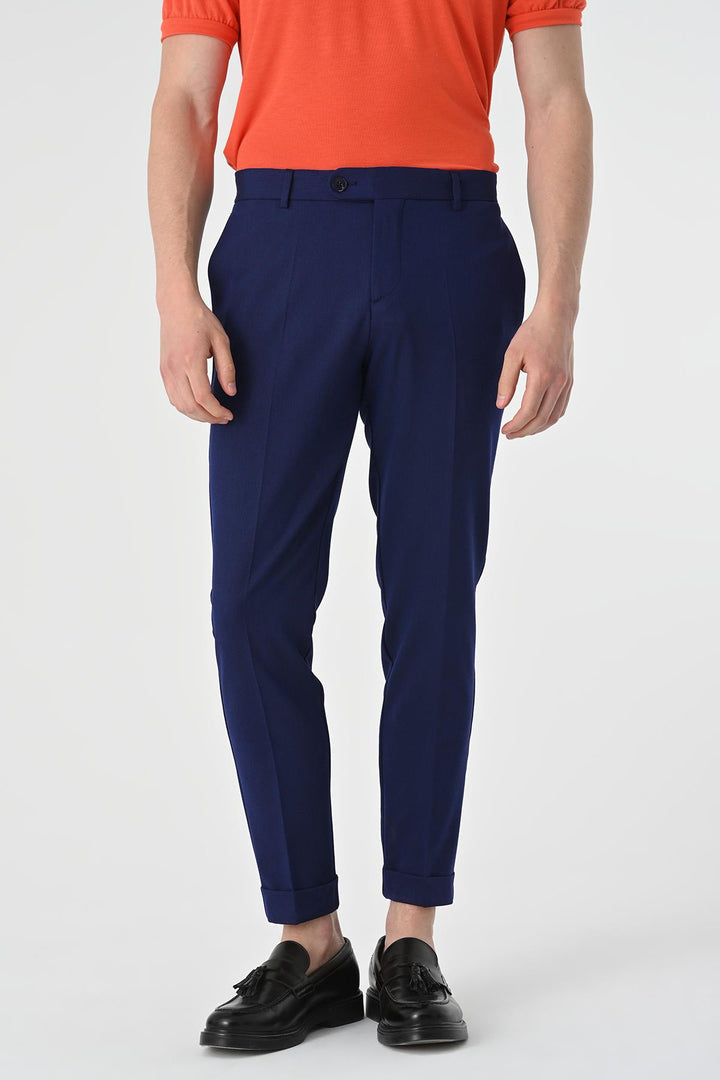 Pantalon Homme Bleu Marine Clair Coupe Regular Double Jambe - Wessi