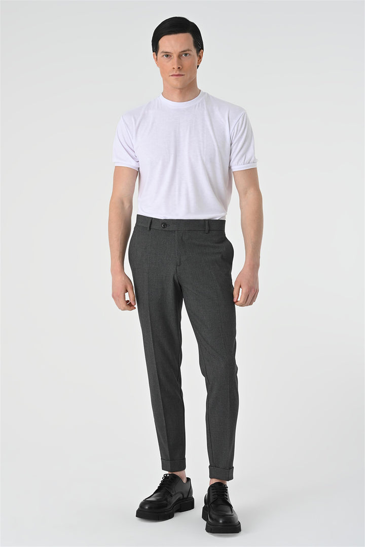 Pantalón de hombre gris regular fit de doble pernera - Wessi