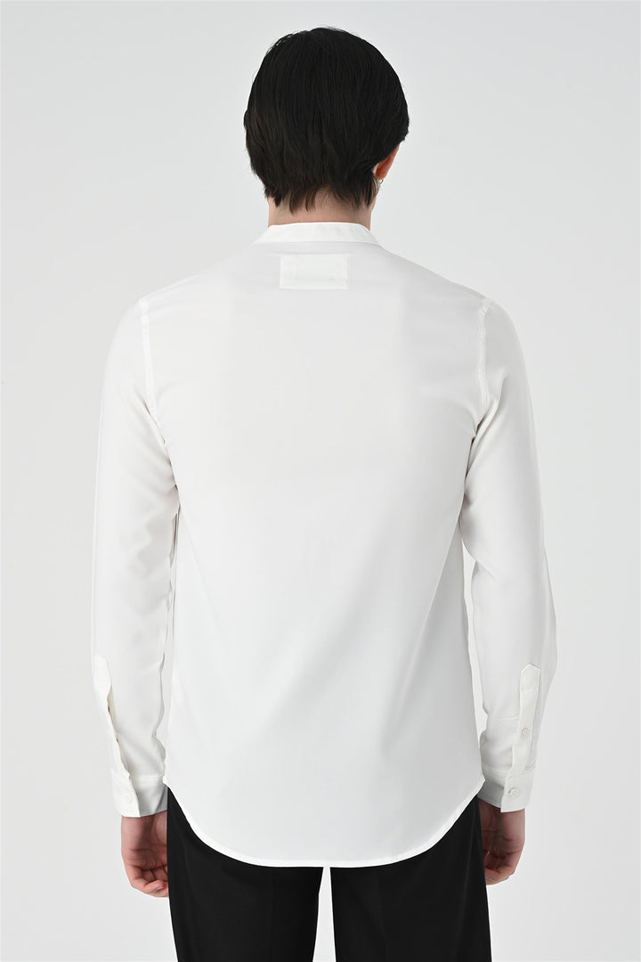 Men's White Regular Fit Classic Collar  Shirt - Wessi