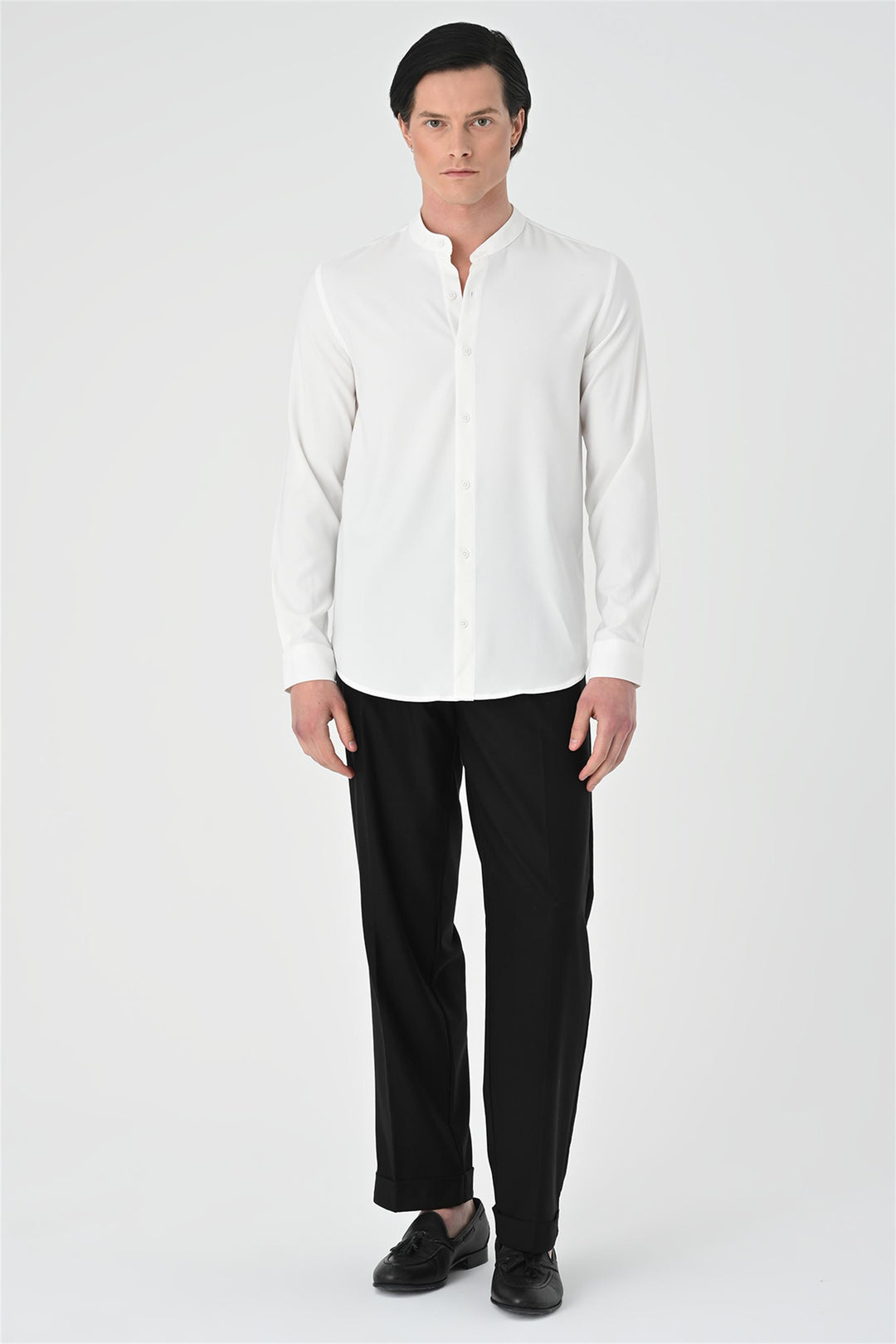 Men's White Regular Fit Classic Collar  Shirt - Wessi