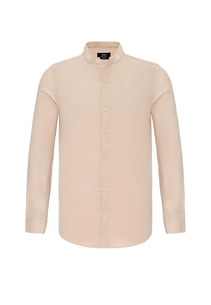 Men's Beige Regular Fit Classic Collar  Shirt - Wessi