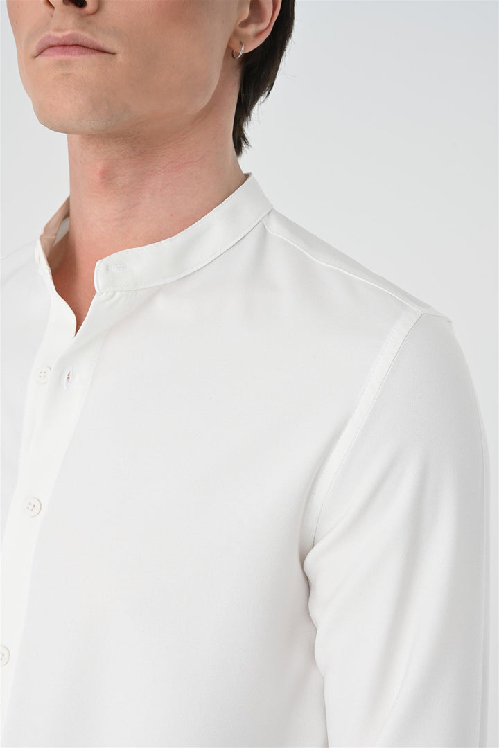 Men's White Regular Fit Classic Collar  Shirt - Wessi