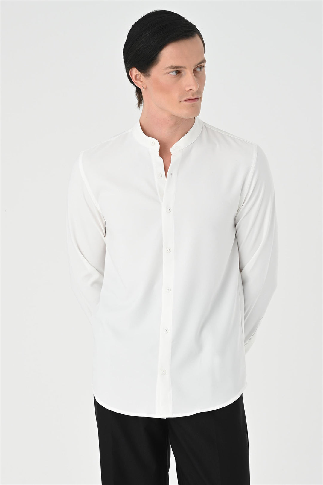 Men's White Regular Fit Classic Collar  Shirt - Wessi