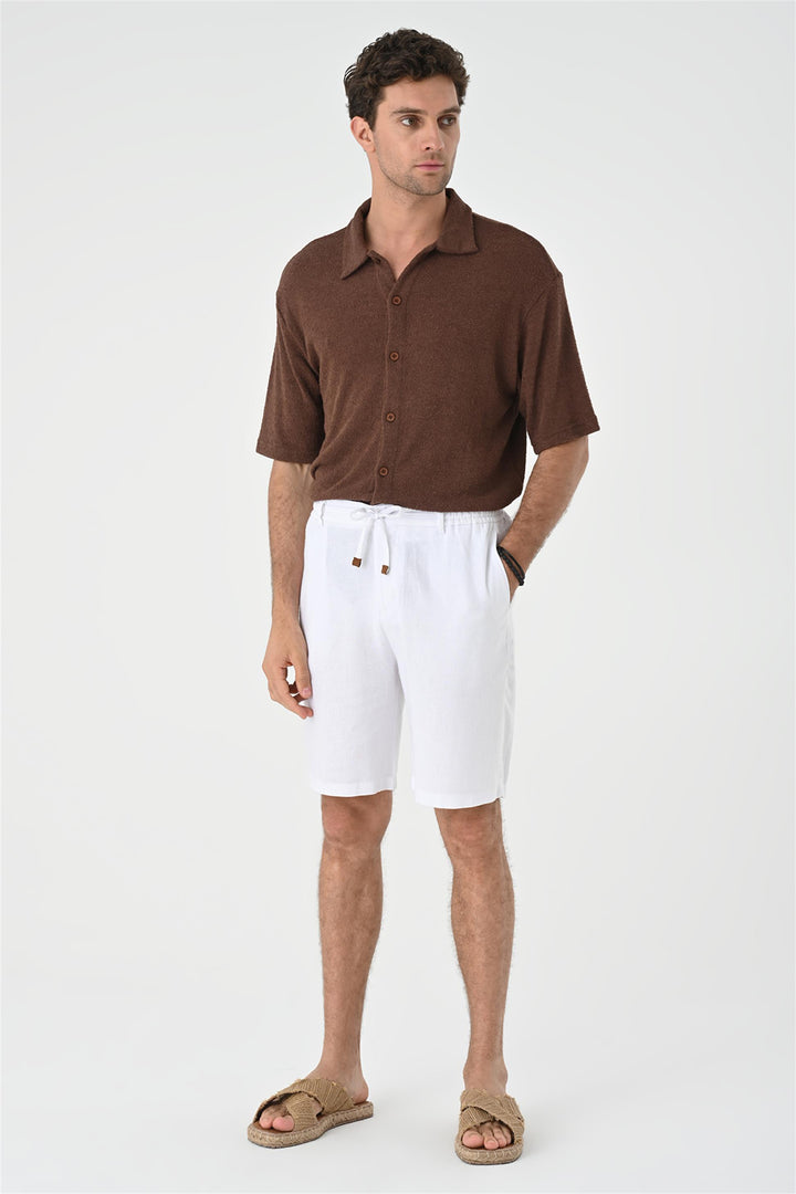 Camicia in maglia marrone relax fit da uomo - Wessi