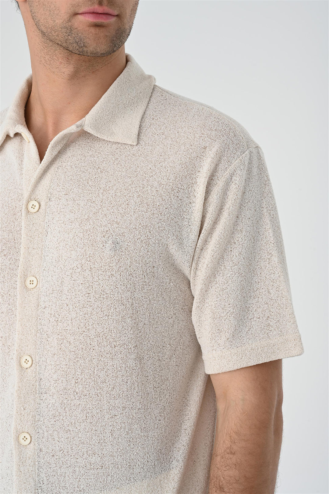 Camisa de punto de hombre beige claro Relax Fit - Wessi