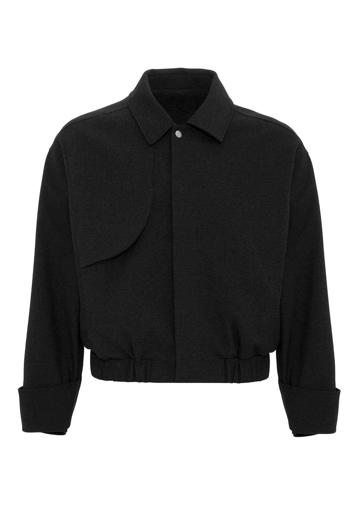 Black Crop Fit Men's Jacket with Pockets - Wessi