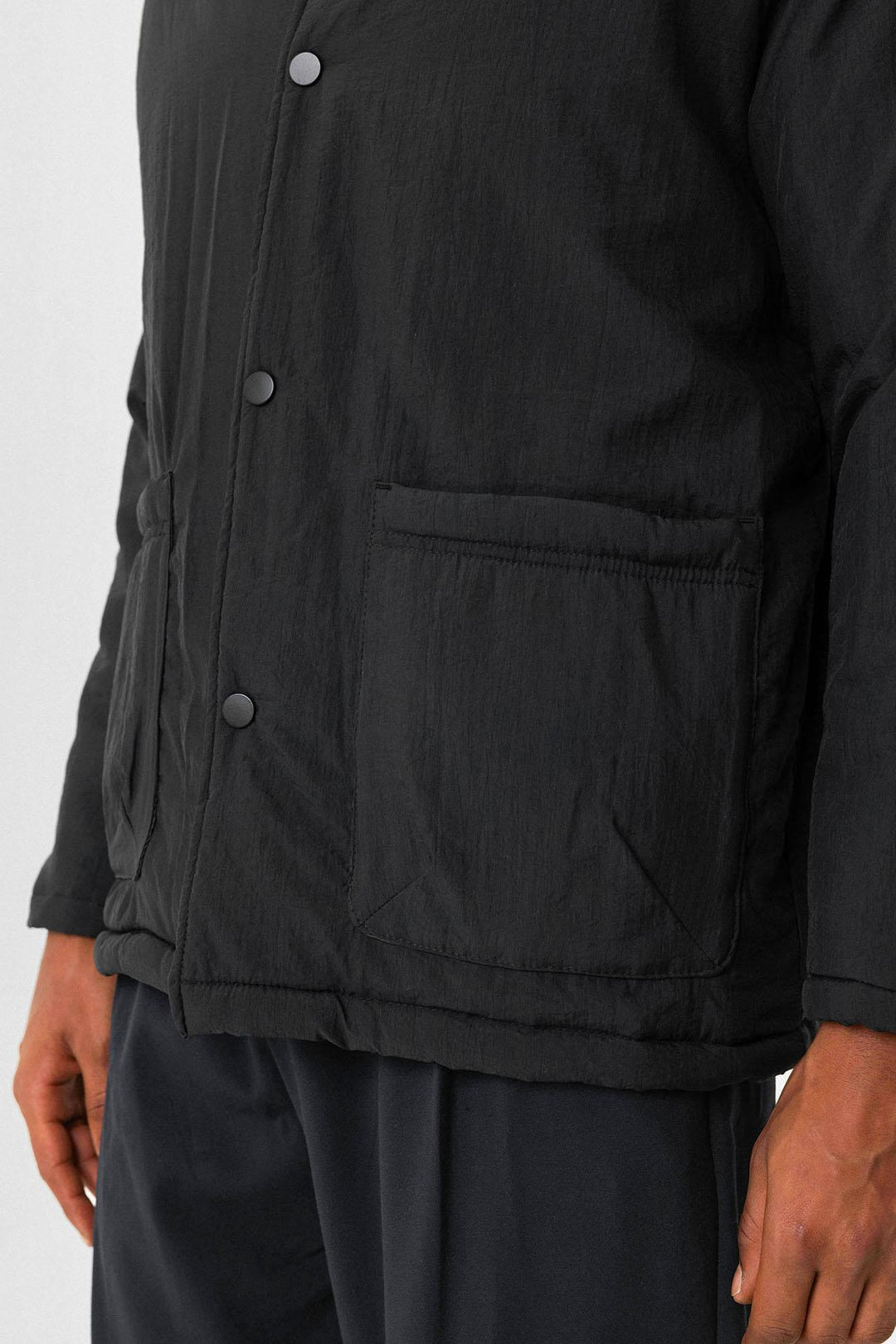 Black Lightly Padded Men's Jacket with Cargo Pockets - Wessi