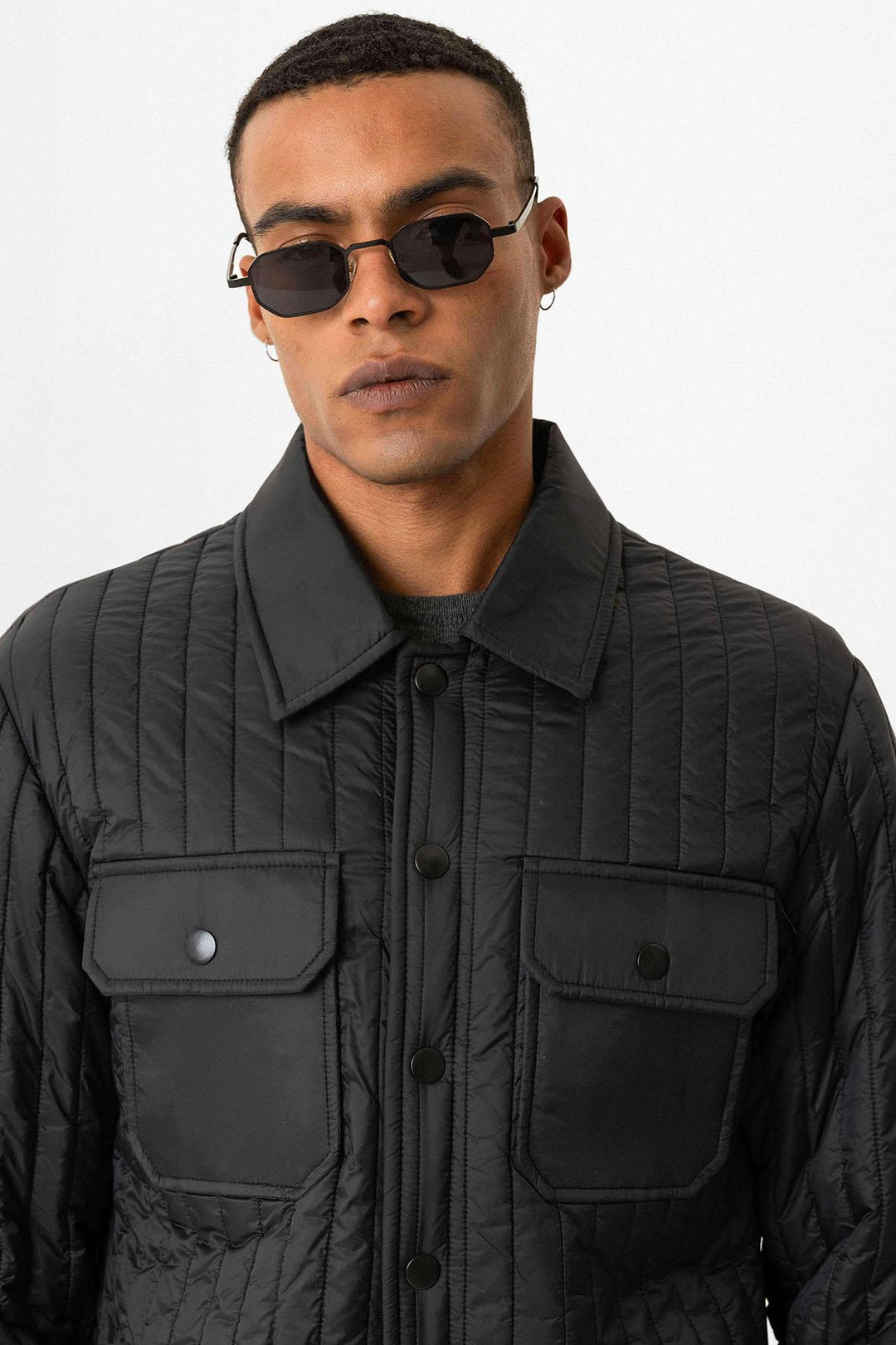 Black Lightweight Quilted Men's Jacket - Wessi