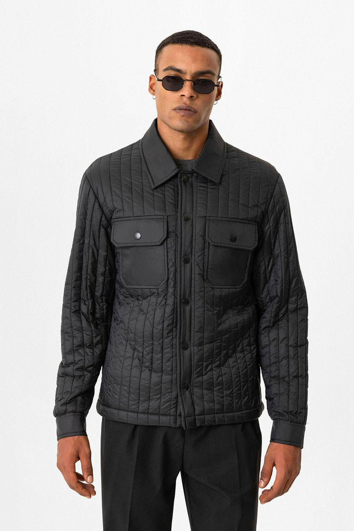 Black Lightweight Quilted Men's Jacket - Wessi