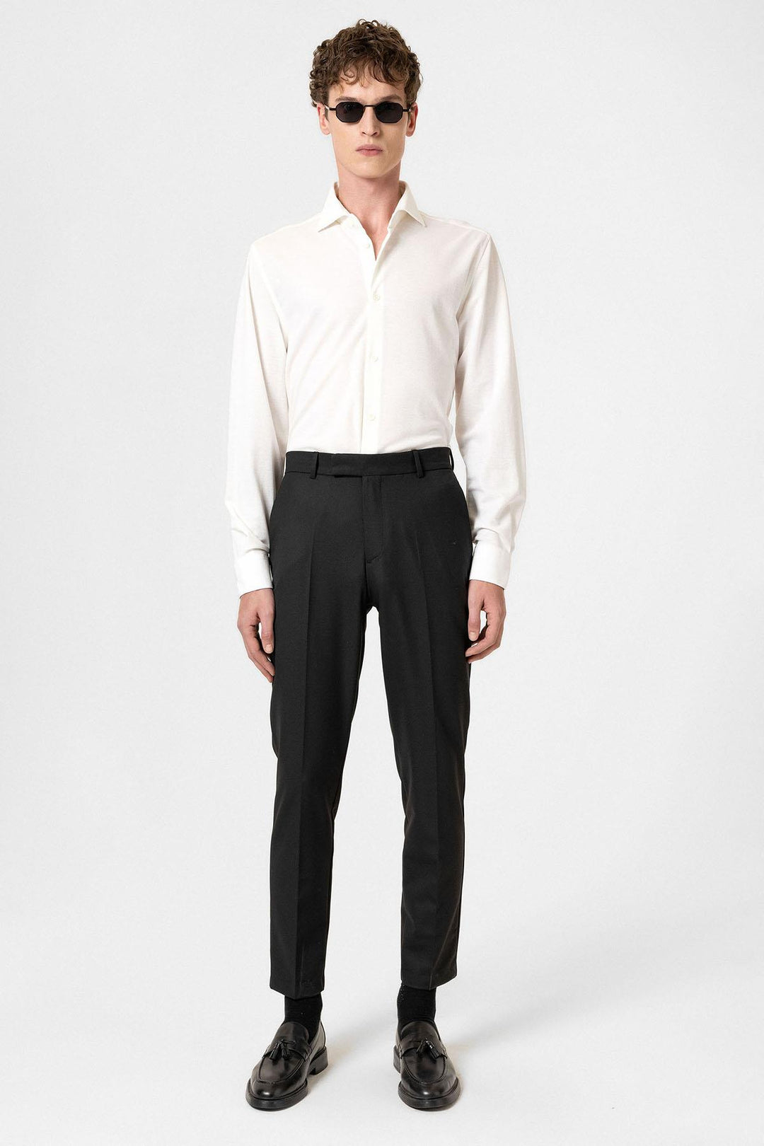 Black High Waisted Classic Men Trousers - Wessi