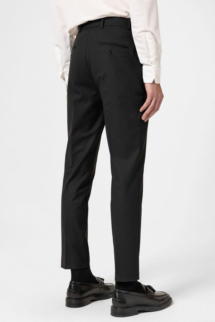 Black High Waisted Classic Men Trousers - Wessi