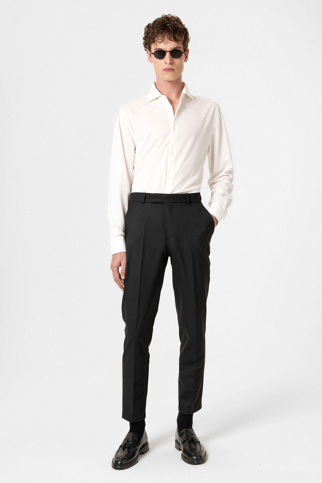 Black High Waisted Classic Men Trousers - Wessi