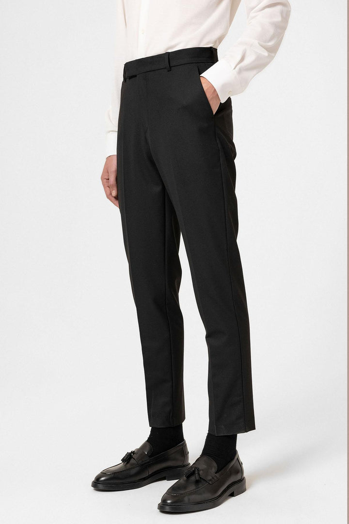 Black High Waisted Classic Men Trousers - Wessi