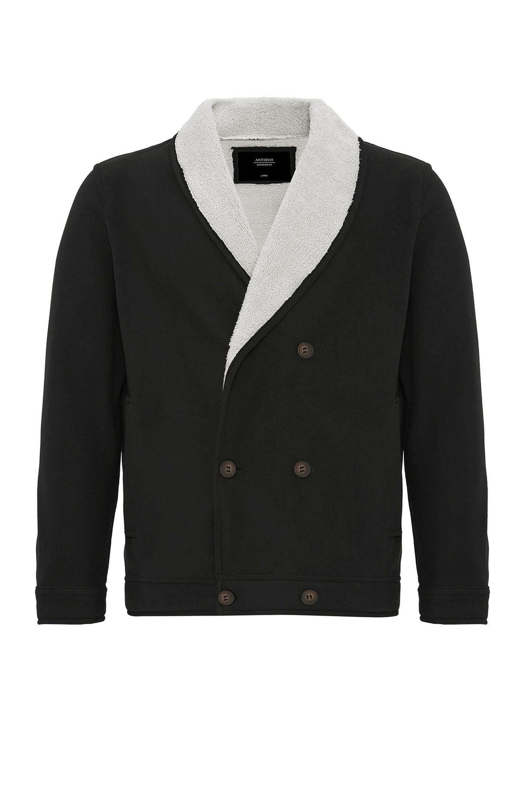 Black Contrast Collar Men's Jacket with Lining Detail - Wessi