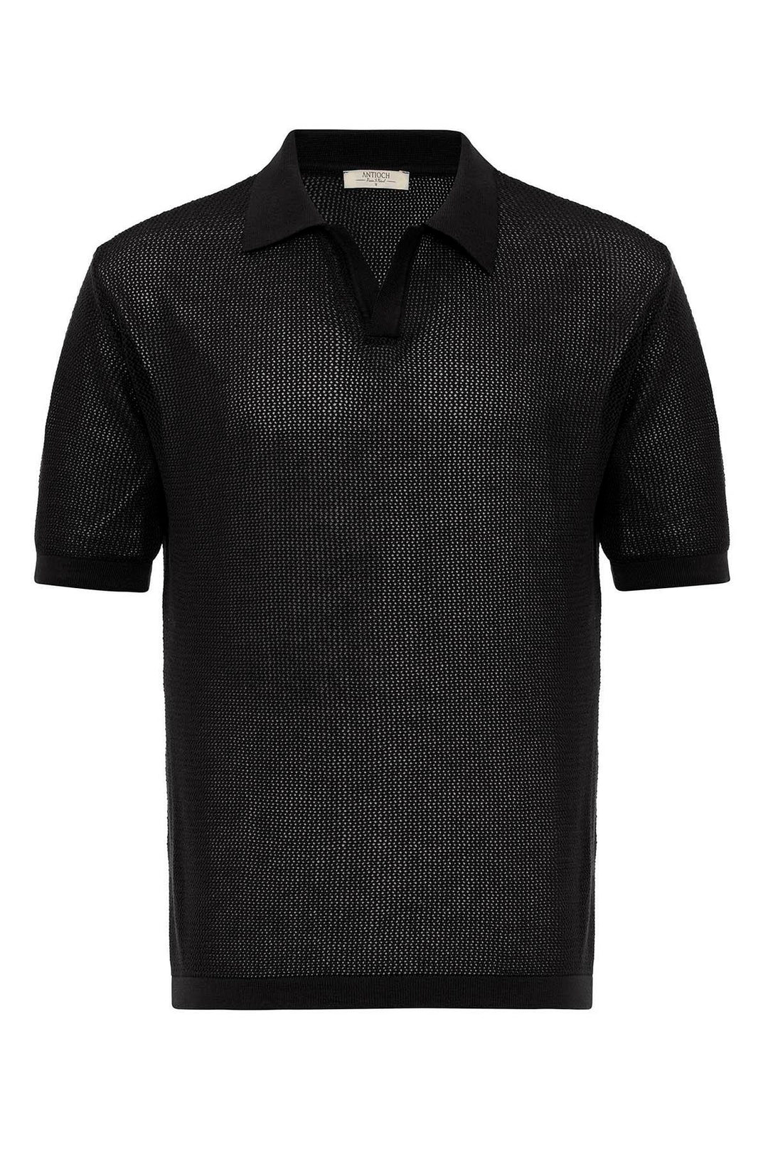 Camiseta de hombre de punto con cuello polo negra - Wessi