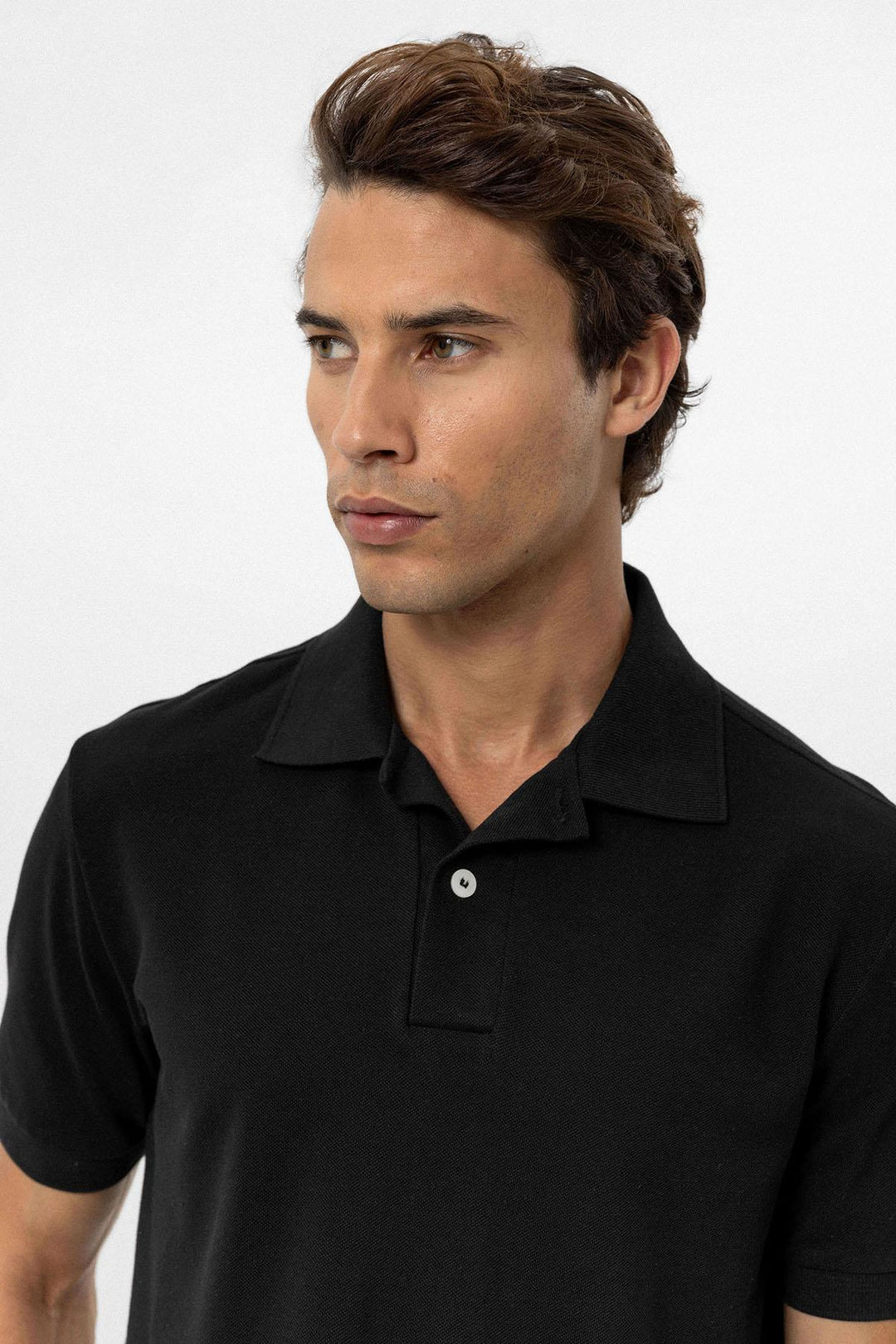 Men's Black Polo Neck T-Shirt - Wessi