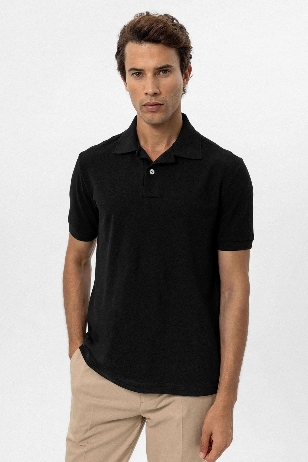 Camiseta negra de cuello alto para hombre - Wessi