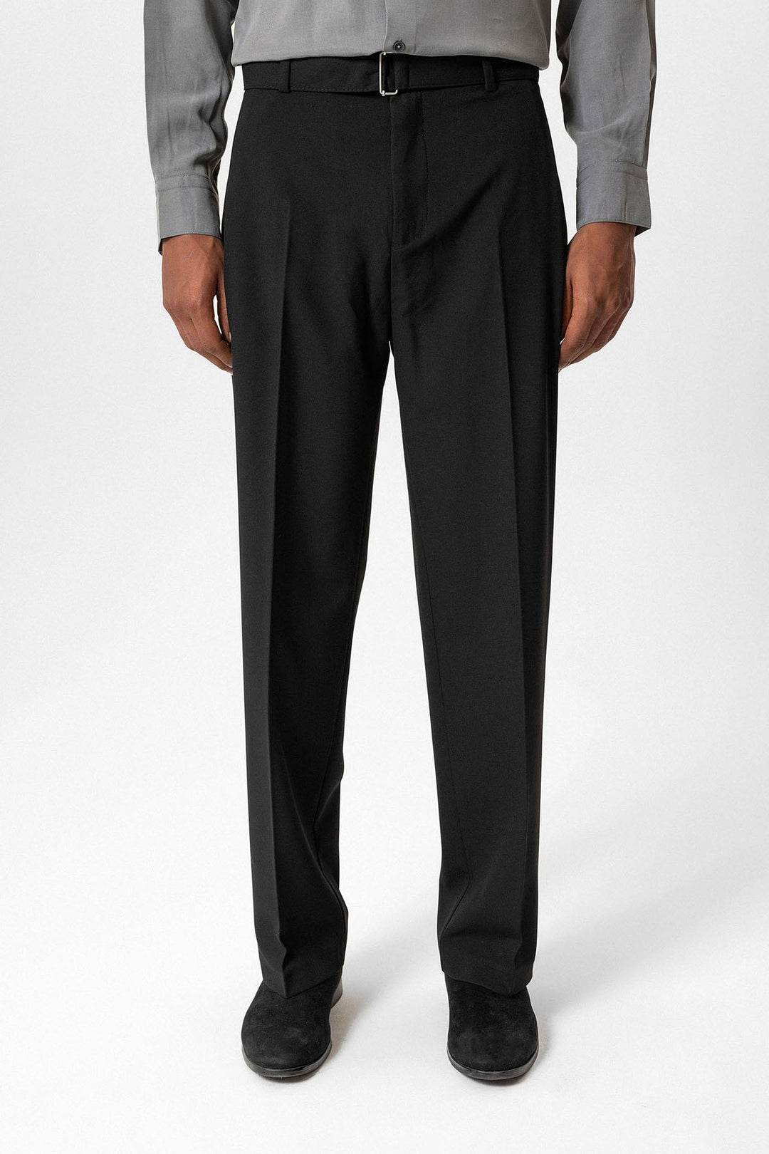 Black High-Waisted Belted Men's Trousers - Wessi