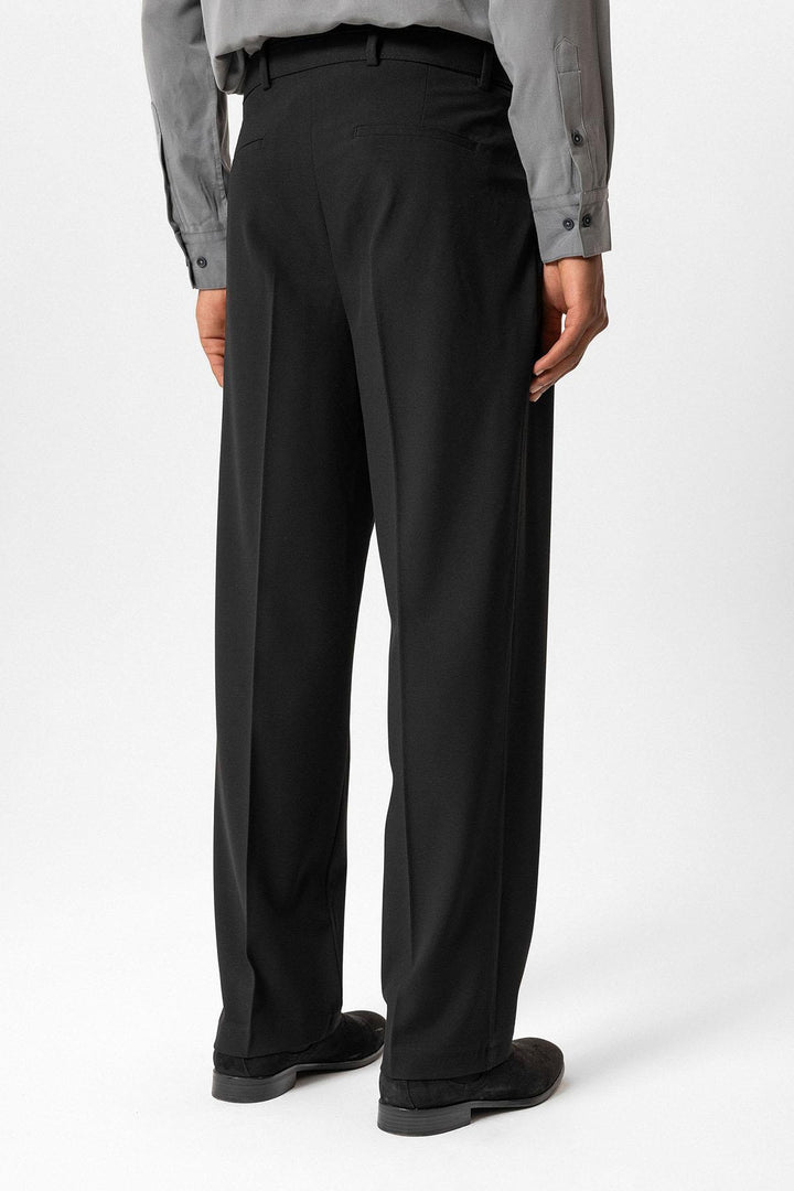 Black High-Waisted Belted Men's Trousers - Wessi