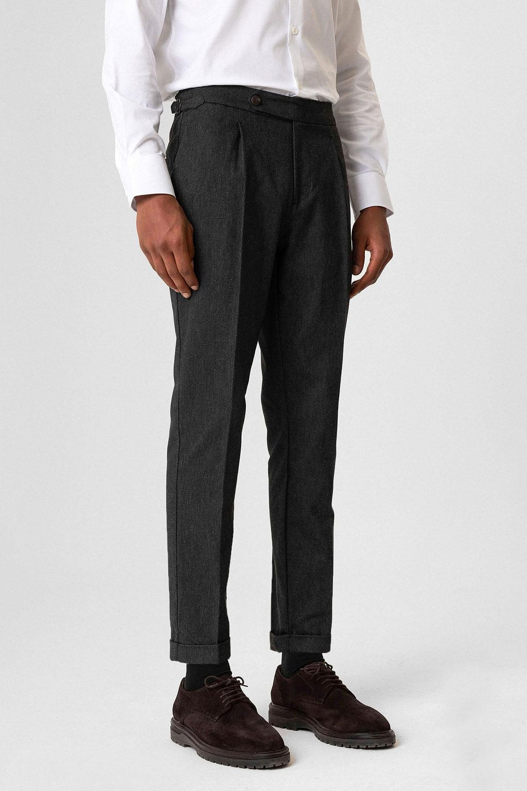 High Waist Pleated Double Leg Men's Trousers - Wessi