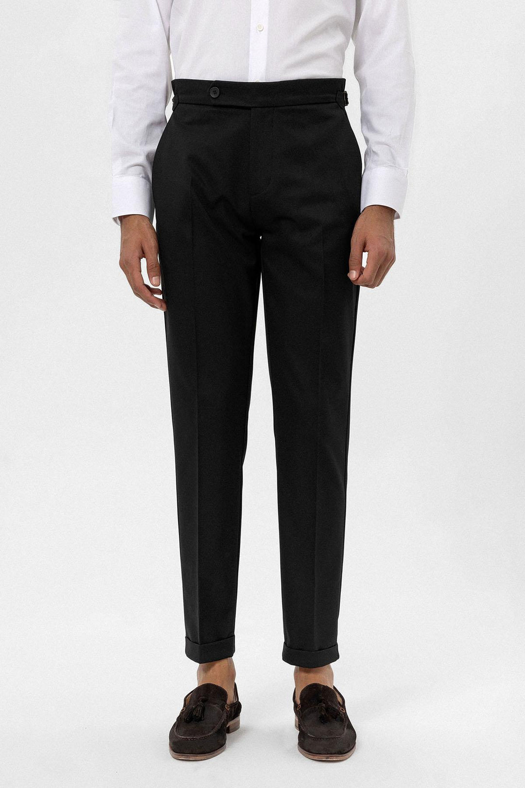 Pantalón negro de corte regular y cintura alta para hombre - Wessi