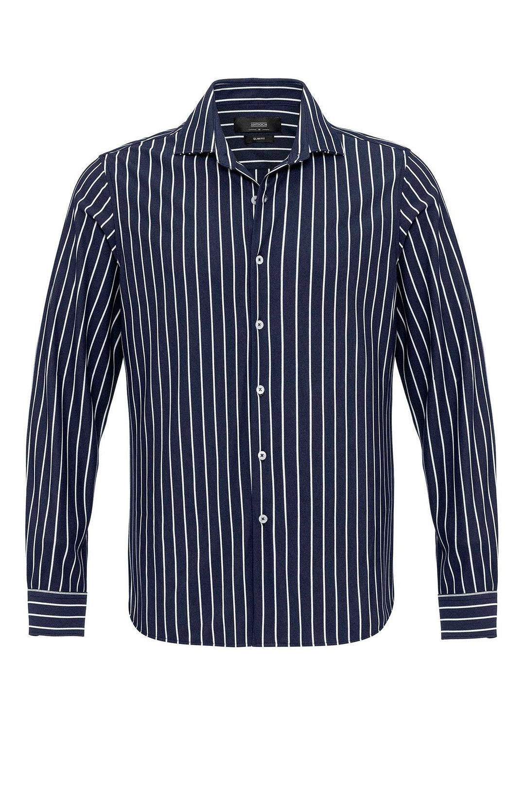 Men's Navy Blue Contrast Striped  Shirt - Wessi