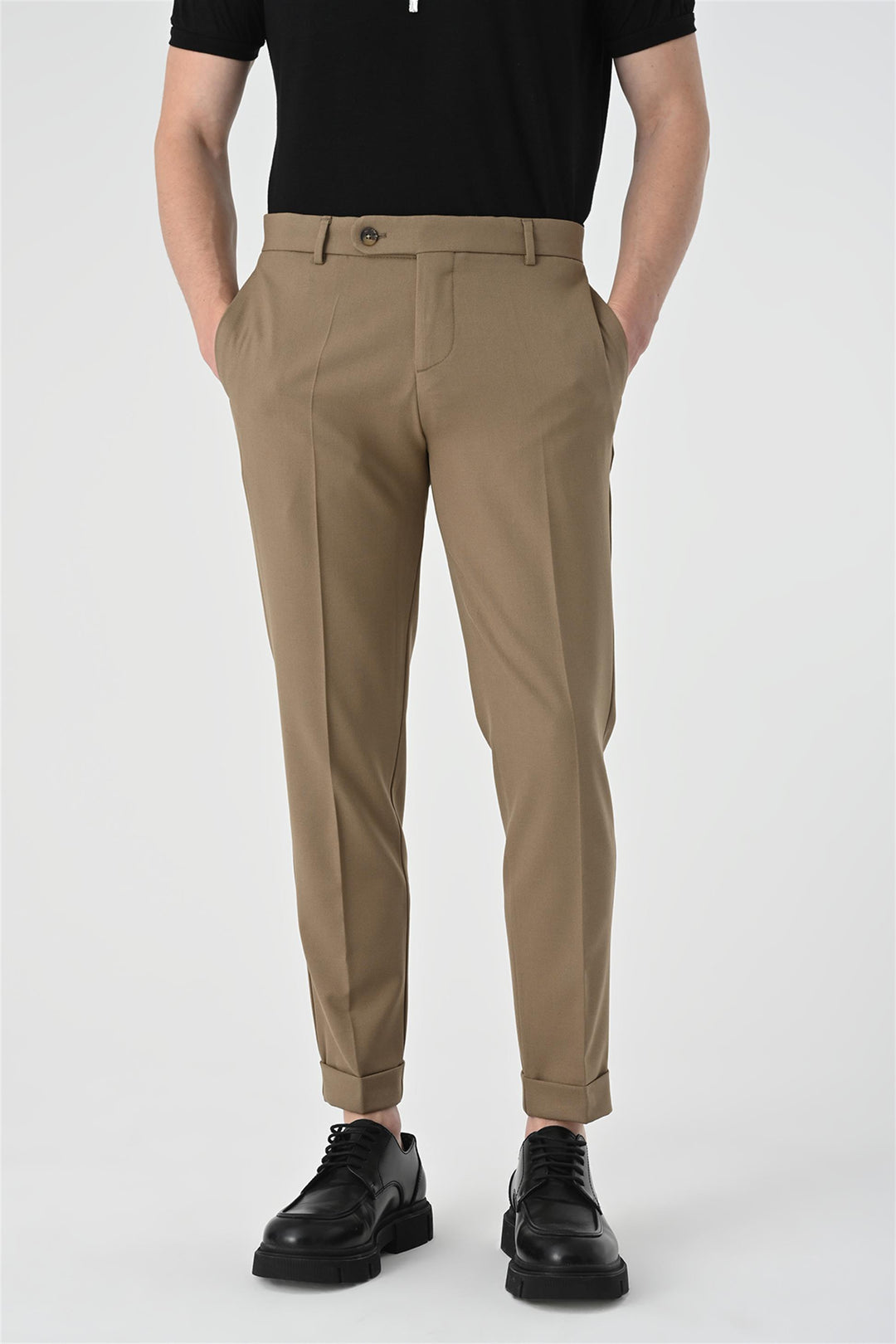 Men's Mink Regular Fit Double Leg  Trousers - Wessi