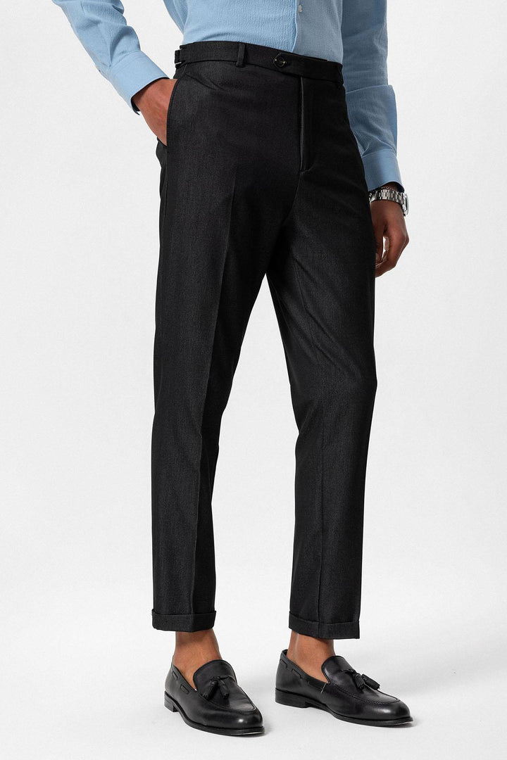 Pantalon Homme Fumé Coupe Slim à Revers - Wessi